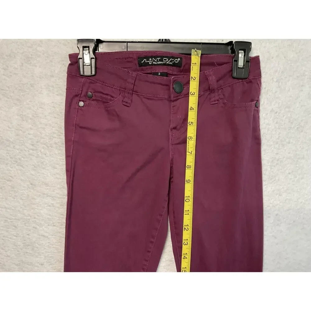 Celebrity Pink Silent Disco Jeans Womens 3 Burgundy Wine‎ Skinny Stretch Juniors